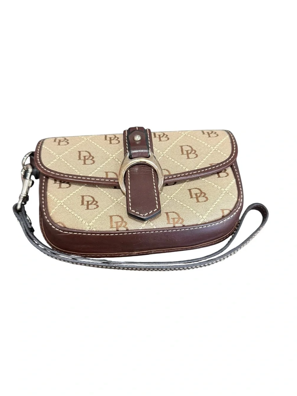 Dooney & Bourke Beige and Brown Monogram Wristlet